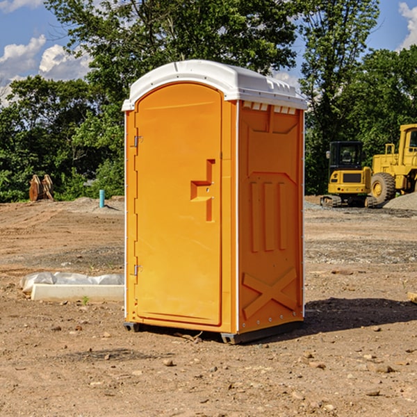 how often are the portable restrooms cleaned and serviced during a rental period in Stookey